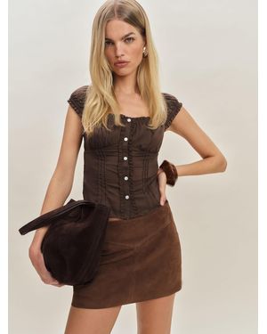 Reformation Layla Low Waist Suede Skirt 10 - Brown