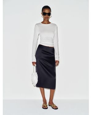 Reformation Helen Low Waist Silk Midi Skirt 0 - White