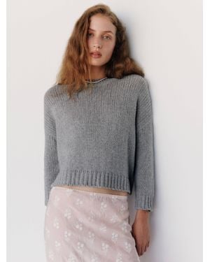 Reformation Cleo Cashmere Cropped Crew Sweater - Gray