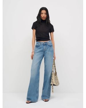 Reformation Laurel Sheer Alpaca Mock Neck - Blue