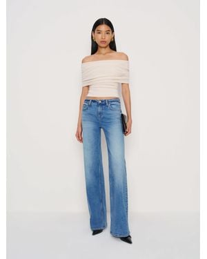 Reformation Greta Super Stretch Low Rise Wide Leg Jeans - Blue