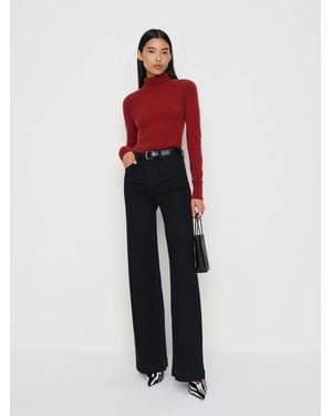 Reformation Bex Super Stretch High Rise Wide Leg Jeans Cotton - Red