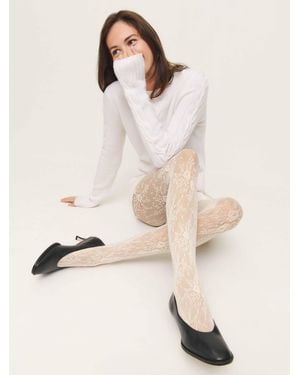Reformation Swedish Stockings Rosa Lace Tights - Natural