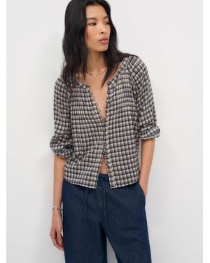Reformation Calia Long Sleeve Top - Blue