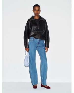 Reformation Veda Collins Leather Anorak - Blue
