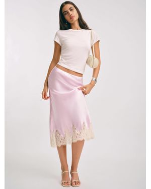 Reformation Carolina Silk Skirt - Pink