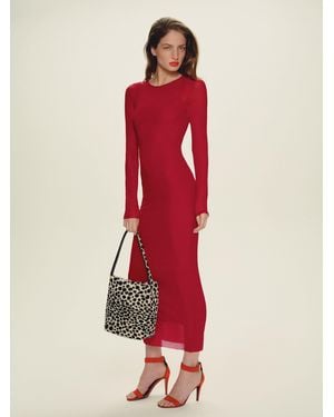 Reformation Rene Mesh Knit Dress - Red