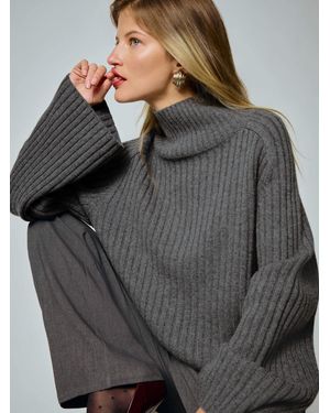Reformation Brooke Cashmere Cropped Turtleneck - Grey