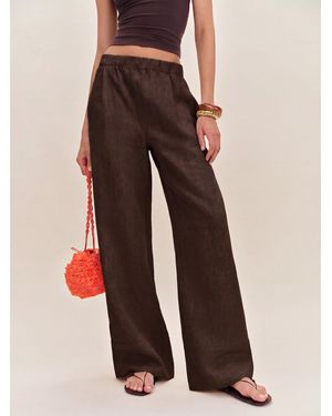 Reformation Fernando Linen Wide Leg Pant - Brown