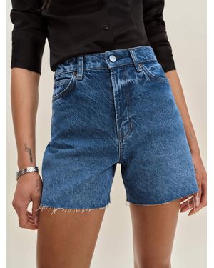 Reformation Saige High Rise 4" Jean Shorts - Blue