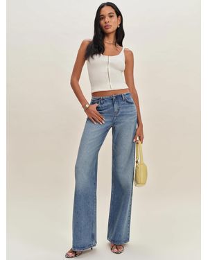 Reformation Cary Low Rise Slouchy Wide Leg Jeans Denim - Blue
