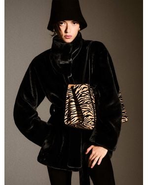 Reformation Ayla Coat Fur - Black