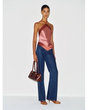 Reformation Jillian Silk Top 0 - Blue