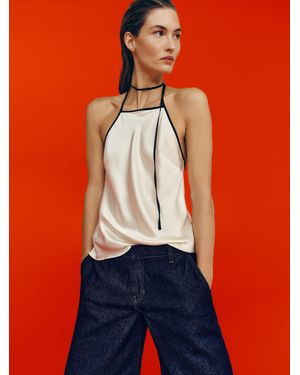 Reformation Suzette Silk Twill Top - Orange