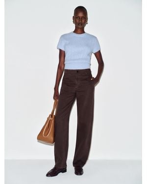 Reformation Brian Mid Rise Arc Leg Twill Trousers Deep - White