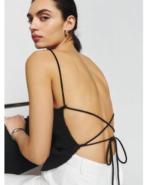 Reformation Linda Cotton Open Back Tank - Black