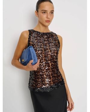 Reformation Lisa Knit Top Sheer Sequin - Black