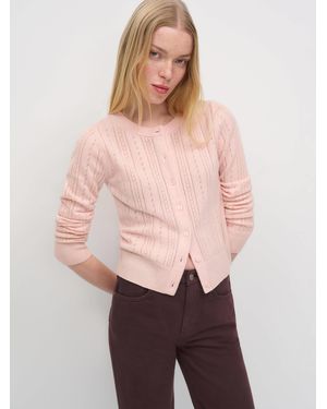 Reformation Hannah Crew Cardigan Wool - Pink