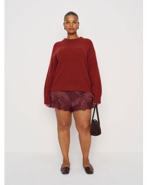 Reformation Fern Satin Short Es - Red