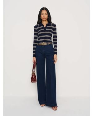 Reformation Bex Super Stretch High Rise Wide Leg Jeans Cotton - Blue