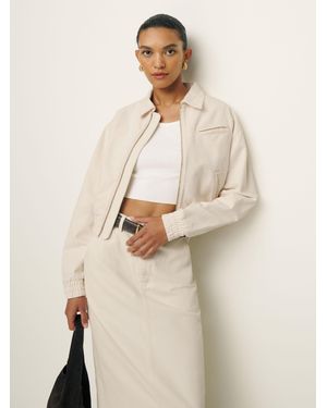 Reformation Kinsley Denim Cropped Bomber Jacket - Natural