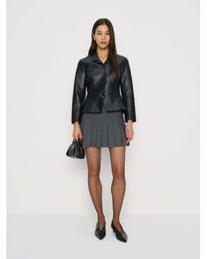 Reformation Mina Regenerative Merino Pleated Skirt Mid - Black