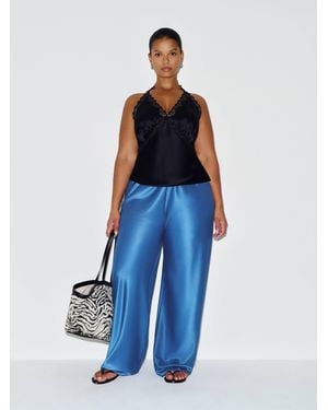 Reformation Gale Satin Mid Rise Bias Pant Es - Blue