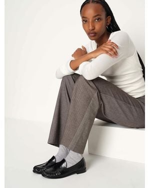 Reformation Francine Ruched Loafer Crinkle Patent 5 - Grey