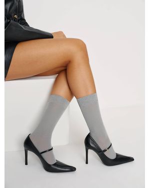 Reformation Swedish Stockings Ines Shimmery Socks Light - White