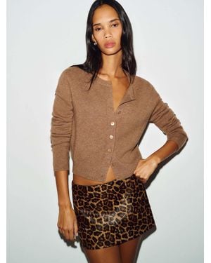 Reformation Clara Cashmere Crew Cardigan - Brown