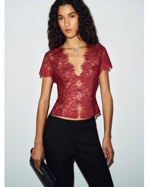Reformation Eugenie Top Lace - Red
