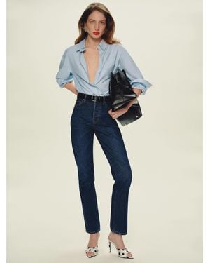 Reformation Cynthia High Rise Straight Jeans Denim - Blue