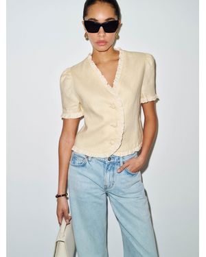 Reformation Bess Linen Top - Blue