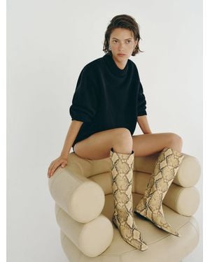 Reformation Remy Flat Knee Boot Pale Snake 5 - Yellow