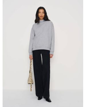 Reformation Jade Mock Neck Sweatshirt Heather - White