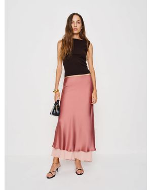 Reformation Marcia Silk Skirt 0 - Pink