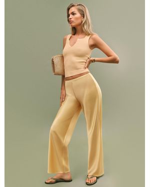 Reformation Gale Satin Mid Rise Bias Pant - Green