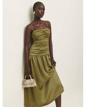 Reformation Zeya Satin Dress - Green