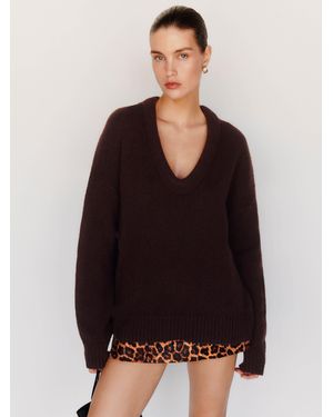 Reformation Jonie Cashmere Oversized Scoop Neck - Red