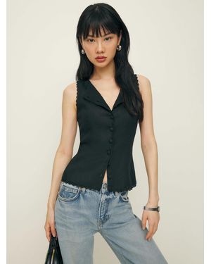 Reformation Amela Linen Top - Blue