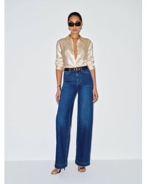 Reformation Raya Fitted Silk Shirt - Blue