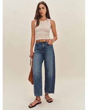 Reformation Tyler Mid Rise Barrel Jeans - Blue