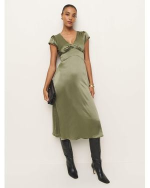 Reformation Cassie Silk Dress - Green