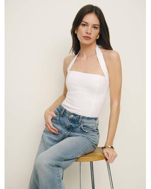 Reformation Malika Linen Top 0 - Blue
