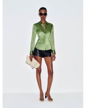 Reformation Raya Fitted Silk Shirt Jade - Green
