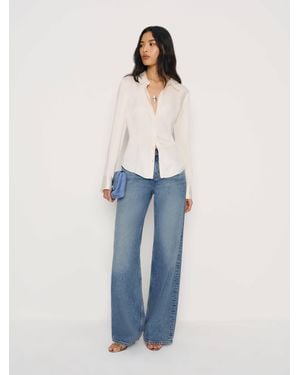 Reformation Cary Low Rise Slouchy Wide Leg Jeans Denim - Blue