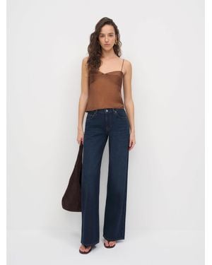 Reformation Cary Low Rise Slouchy Wide Leg Jeans Denim - Blue