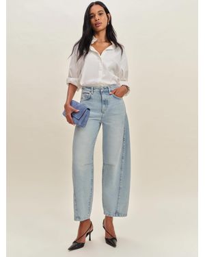 Reformation Tyler Mid Rise Barrel Jeans - Blue