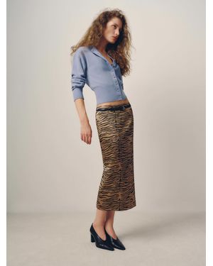 Reformation Helen Low Waist Silk Midi Skirt - Natural