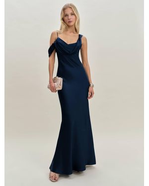 Reformation Ronda Silk Dress - Blue